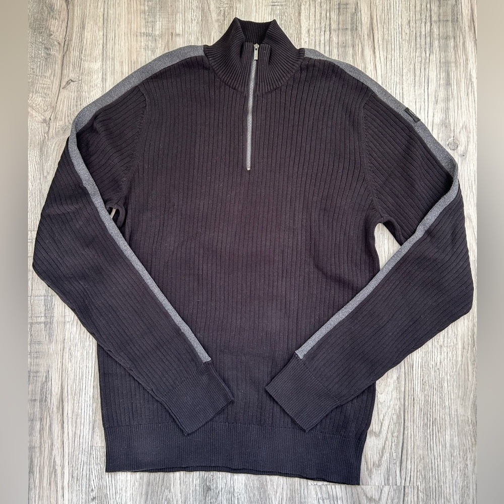 Calvin Klein Jeans Black‎ and Gray Half  Zip Knit  Sweater Sz XL